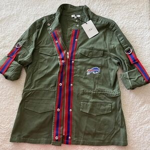 Buffalo Bills Olive Green Military Style Utility Jacket Women's L Wear By EA